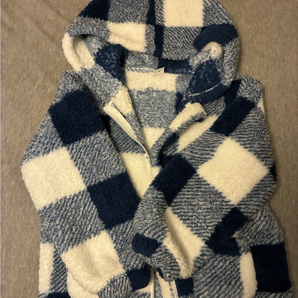 SHEIN Blue and White Fuzzy Hoodie